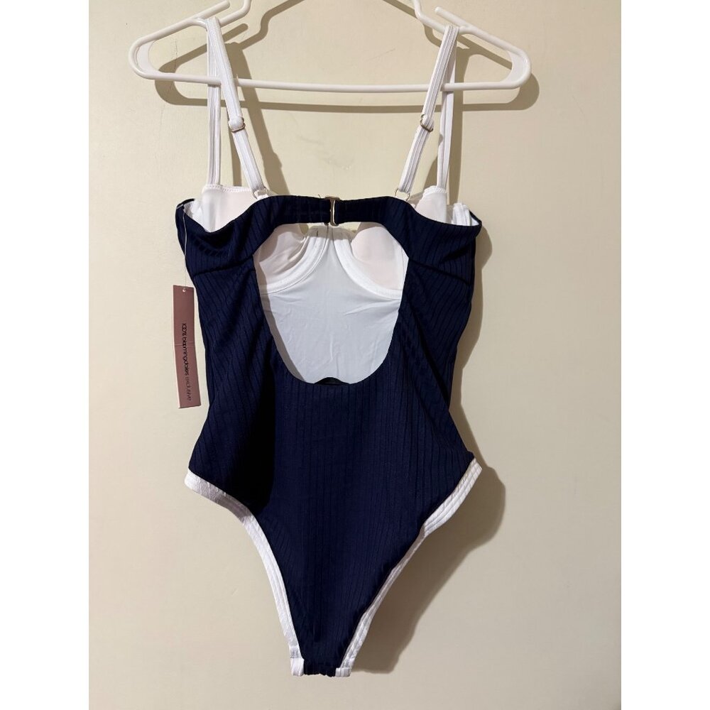 AQUA Underwire One Piece Swimsuit - Navy medium NWT - Picture 4 of 10